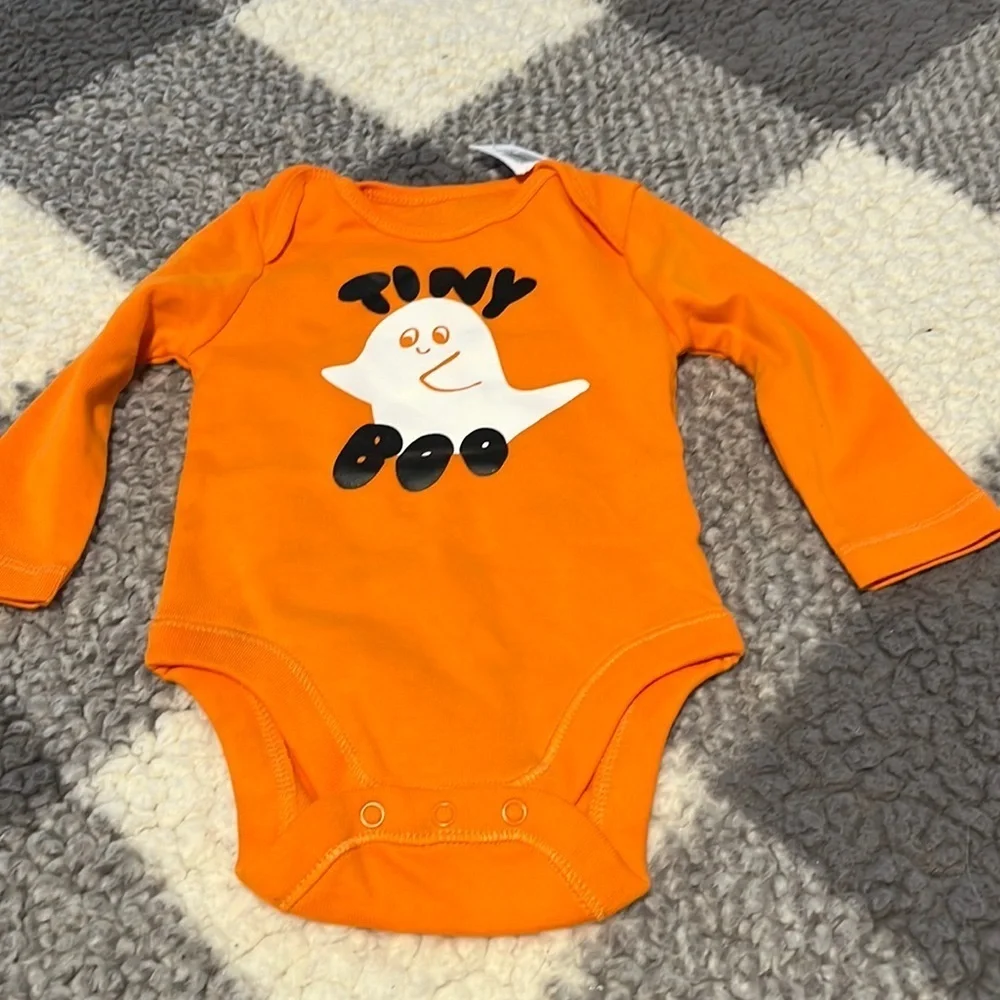 New Old Navy Tiny Boo Orange Halloween Onsie Size 3-6 Months NWT